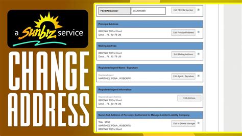 sunbiz amendment|how to change address on sunbiz.